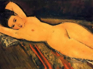 アメデオ・モディリアーニ Painting - 腕を頭の下で組んで横たわる裸婦 1916年 アメデオ・モディリアーニ